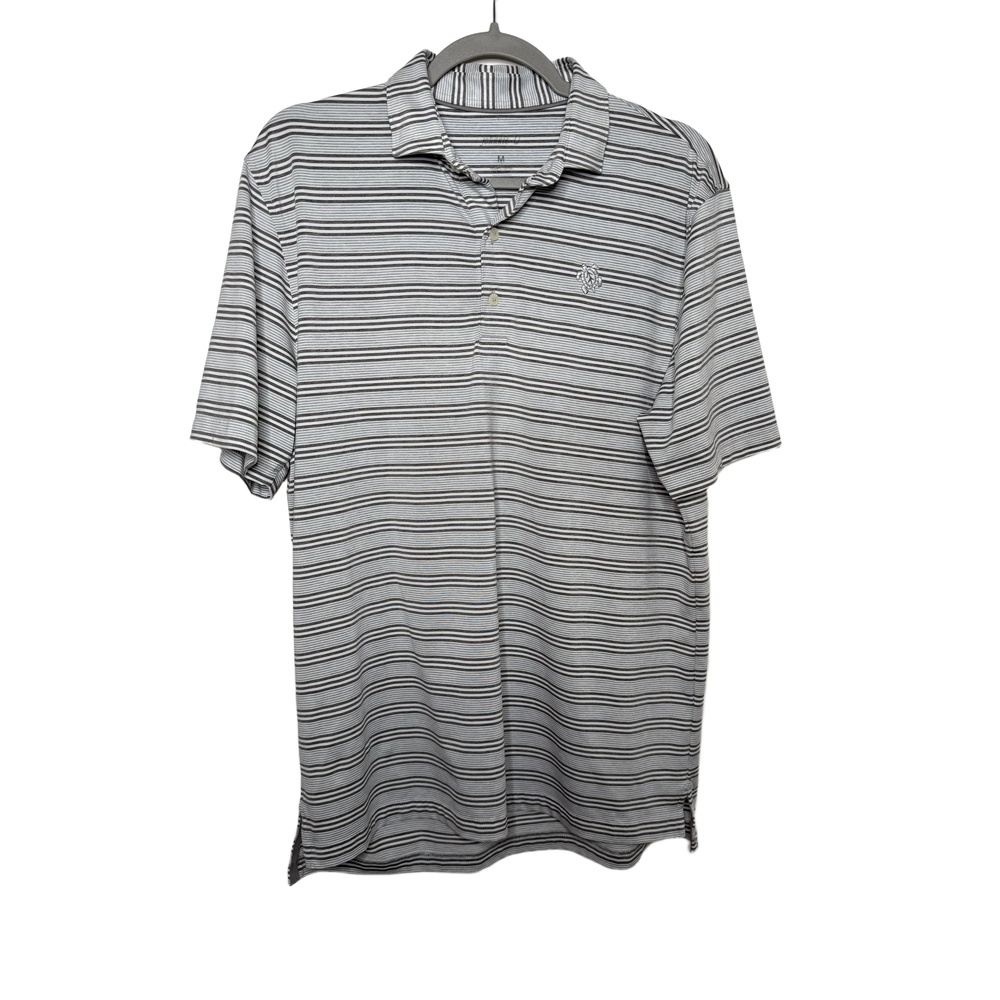 Johnnie O Shirt Mens Medium Gray Sandstone Polo Striped‎ Collared Preppy Coastal